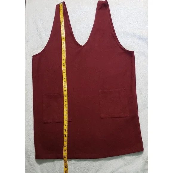 Asos Design Sleeveless Pinafore Pocket Dress Women's Size 8 Burgundy A-line Mini - Picture 8 of 9
